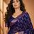 Blue color designer wevon jacquard designer chiffon fabric traditional rich saree