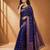Blue color designer wevon jacquard designer chiffon fabric traditional rich saree