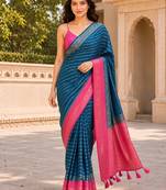 Teal color designer wevon jacquard designer crepe fabric traditional rich saree