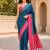 Teal color designer wevon jacquard designer crepe fabric traditional rich saree