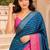 Teal color designer wevon jacquard designer crepe fabric traditional rich saree