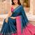 Teal color designer wevon jacquard designer crepe fabric traditional rich saree