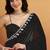 Black color smart designer lace border organza fabric partywear organza saree