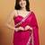 Magenta color smart designer lace border organza fabric partywear organza saree