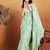 Sea green color smart designer lace border organza fabric partywear organza saree