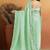 Sea green color smart designer lace border organza fabric partywear organza saree