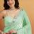 Sea green color smart designer lace border organza fabric partywear organza saree