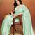 Sea green color smart designer lace border organza fabric partywear organza saree