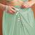 Sea green color smart designer lace border organza fabric partywear organza saree