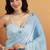 Sky blue color smart designer lace border organza fabric partywear organza saree