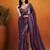 Violet color smart designer lace border organza fabric partywear organza saree