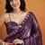 Violet color smart designer lace border organza fabric partywear organza saree