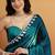 Teal color smart designer lace border organza fabric partywear organza saree