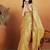 Yellow color smart designer lace border organza fabric partywear organza saree
