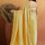 Yellow color smart designer lace border organza fabric partywear organza saree