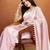 Light pink color smart designer lace border organza fabric partywear organza saree
