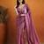 Purple color smart designer lace border organza fabric partywear organza saree
