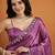 Purple color smart designer lace border organza fabric partywear organza saree