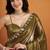 Mahendi color smart designer lace border organza fabric partywear organza saree