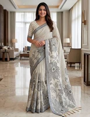 Black color linen fabric designer partywear saree 1