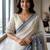 Blue color linen fabric designer partywear saree