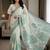 Green color linen fabric designer partywear saree