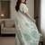 Green color linen fabric designer partywear saree