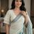 Green color linen fabric designer partywear saree
