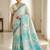 Rama color linen fabric designer partywear saree