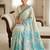 Rama color linen fabric designer partywear saree