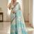 Rama color linen fabric designer partywear saree