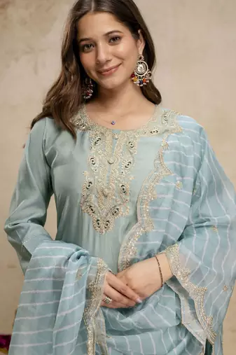 Black color chinon fabric beautiful embroiered palazzo dress for ceremonial looks