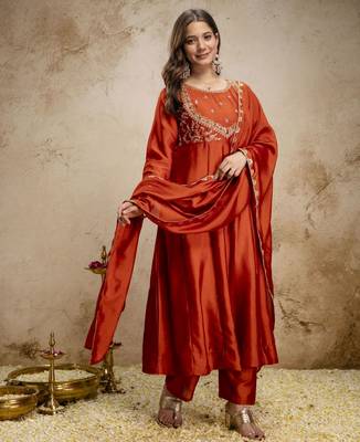 Teal blue color chinon fabric beautiful embroiered palazzo dress for ceremonial looks 4