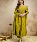 Purple color chinon fabric beautiful embroiered palazzo dress for ceremonial looks