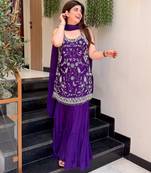 Wine color smart embroidered heavy partywear salwar suit