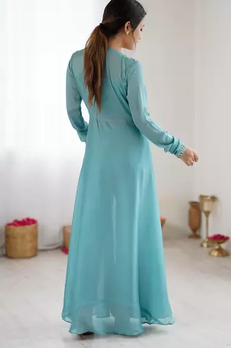 Purple color lichi silk fabric jacquard designer partywear salwar kameez