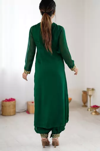 Pink color chinon silk fabric ethnic partywear suit for girls