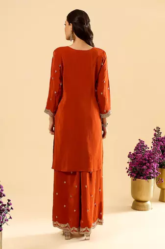 Yellow color chinon silk fabric ethnic partywear suit for girls