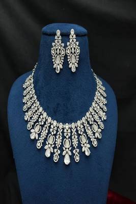 Cubic Zirconia Statement Necklace Earring Set, Diamond-Look Bridal Choker, Pageant Jewelry 2