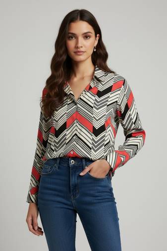 Multy color designer printed super satin fabric elegant printed shirt for girls