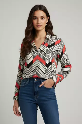 Multy color designer printed super satin fabric elegant printed shirt for girls