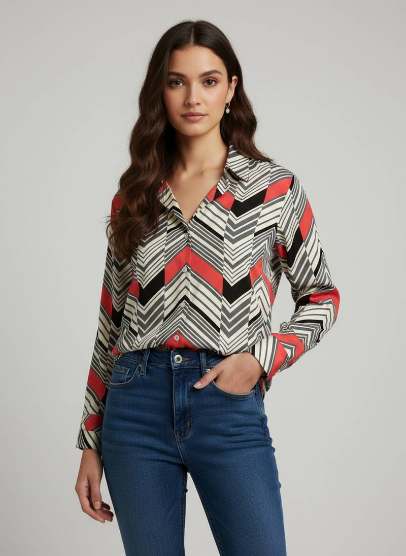Multy color designer printed super satin fabric elegant printed shirt for girls