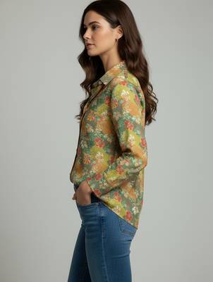 Green color designer printed super satin fabric elegant printed shirt for girls 4