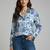 Blue color designer printed super satin fabric elegant printed shirt for girls
