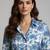 Blue color designer printed super satin fabric elegant printed shirt for girls