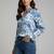 Blue color designer printed super satin fabric elegant printed shirt for girls