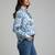 Blue color designer printed super satin fabric elegant printed shirt for girls