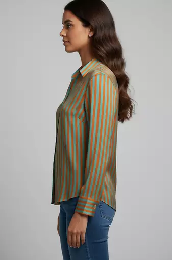 Green color designer printed super satin fabric elegant printed shirt for girls