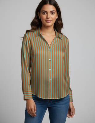 Green color designer printed super satin fabric elegant printed shirt for girls 4