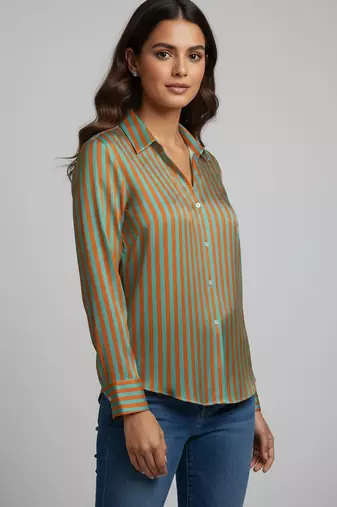 Green color designer printed super satin fabric elegant printed shirt for girls